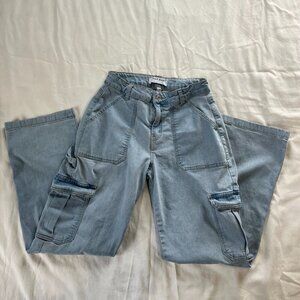 Collection Light Wash High Waist Cargo Pocket Jeans | Size 3